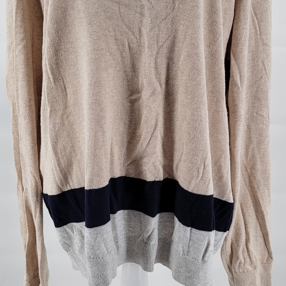 GAP Womens XXL Color Block Sweater Boxy Oversized Cream Black Tan Plus Size 2X - Picture 2 of 7